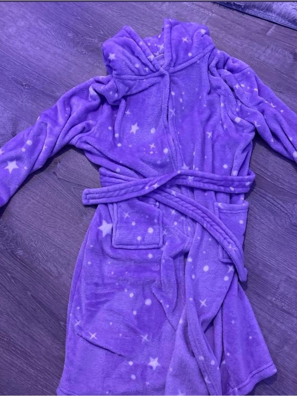 jcpenney Cozy Purple Star Hooded Kids Robe
